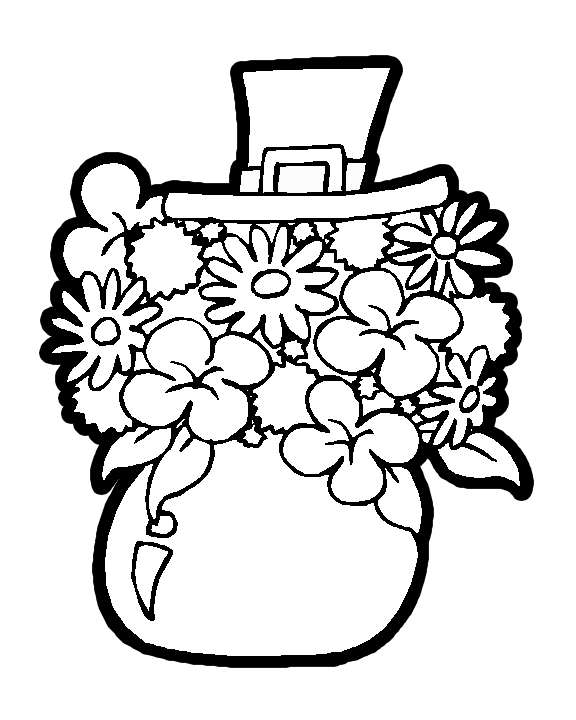 cartoon flowers in a vase. Saint Patrick#39;s Day Vase Full