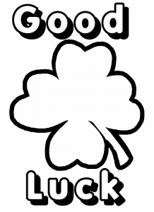 Good Luck 4 Leaf Clover Shamrock Coloring Page Printable for St
