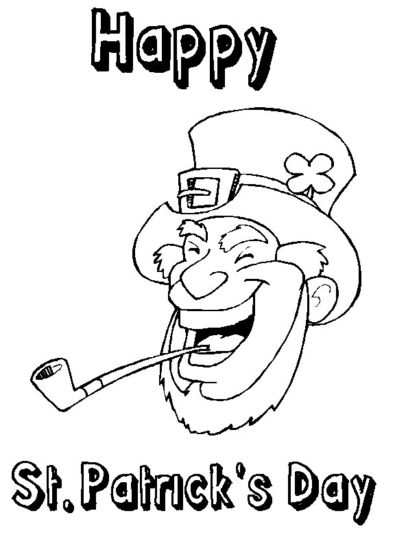 Happy Saint Patricks Day with Leprechaun Laughing and Smoking a Pipe