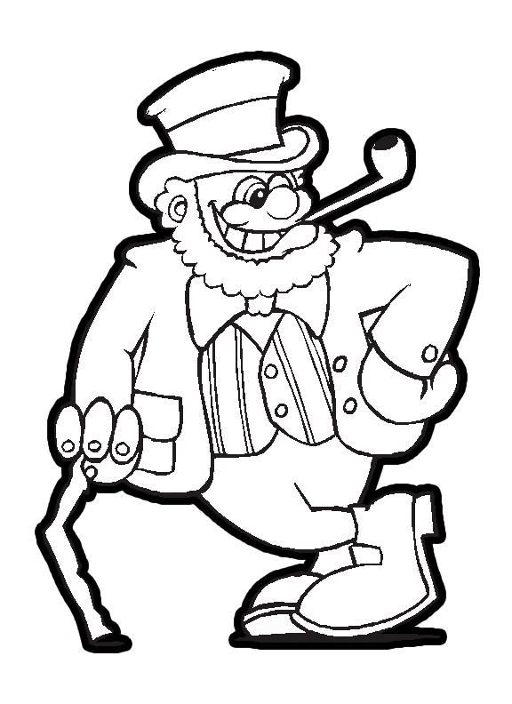 Leprechaun Holding a Cane and Smoking a Pipe for Saint Patrick’s Day