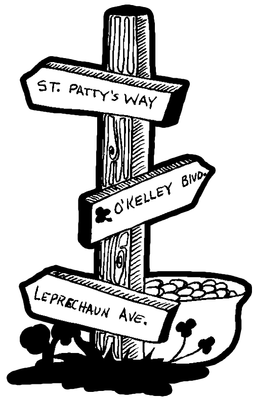 Irish Saint Patricks Day Street Sign with Pot of Gold Coloring Book