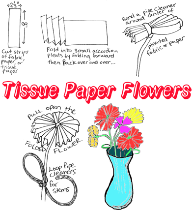 Tissue Paper Flowers with Pipe Cleaner Stems