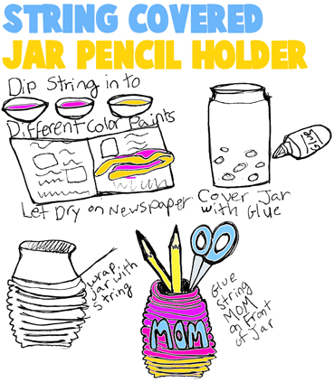 String Covered Jar Pencil Holders