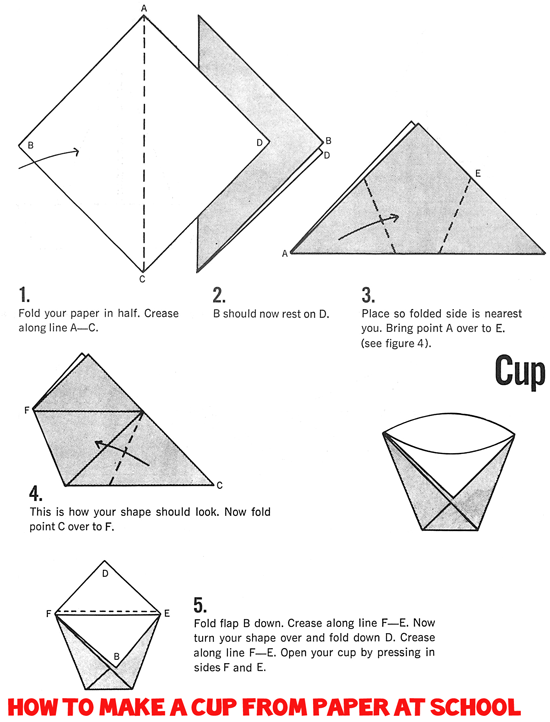 Making Paper Origami Cups from Paper at School