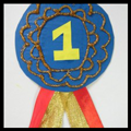 #1 Ribbon Badge Made from Cereal Box and Ribbon
