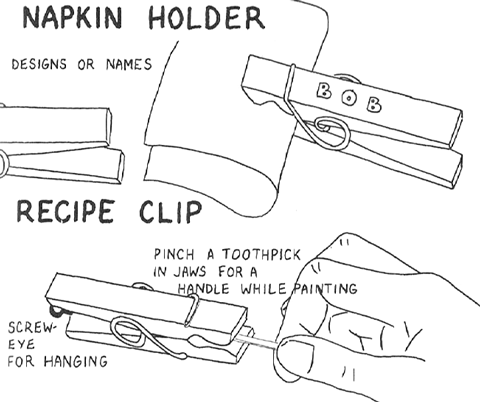 Clothespin Napkin Holders & Recipe Holders