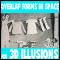 Overlapping forms in space for 3 dimensional illusions