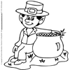 Leprechaun and Pot of Gold Coloring Pages and Printouts