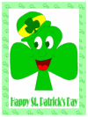 Happy Saint Patrick's Day Four Leaf Clover Shamrock with Hat