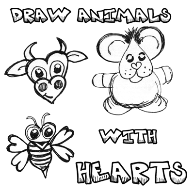 Cute Valentine Ideas on Drawing And Making Cute Animals Out Of Hearts For Valentine S Day