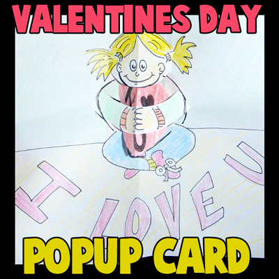 How to Make Valentines Day Pop Up Card of Girl Hugging Heart Crafts Idea for 
