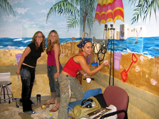 Beach Themed Mural Painted in Childrens Treatment Room - Donated Mural