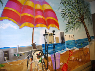 Beach Themed Mural Painted in Childrens Treatment Room - Donated Mural 9
