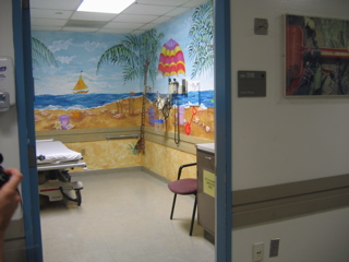 Beach Themed Mural Painted in Childrens Treatment Room - Donated Mural 18