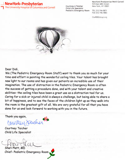 NY Presbyterian Thank You Letter