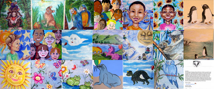 Montage of Donated Ceiling Tiles at NY Presbyterian Hospital Pediatric ER Room