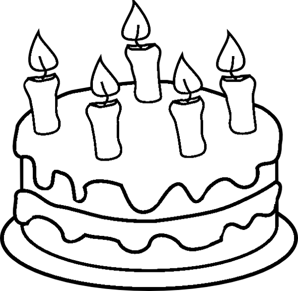 Birthday Cake with Candles Coloring Book Page Printout « Birthday Party ...