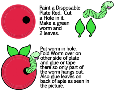 Worm Paper Plate Apples Craft