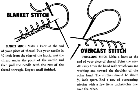 blanket stitches and overcast stitches