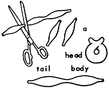 Cut off three bumps separately. Loop one bump for head, crossing ends so points form ears