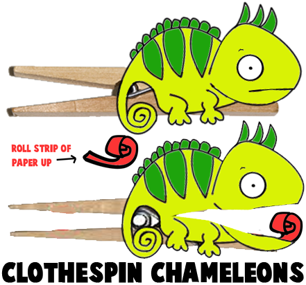 Clothespin Chameleons