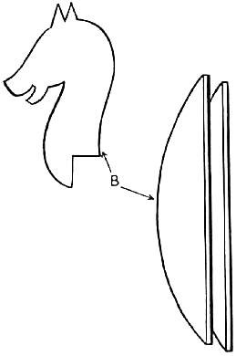 Draw and then cut out, the horse's head and the 2 rockers from cardboard