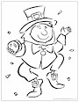 Leprechaun with Coin Coloring Page