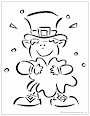 Leprechaun with Shamrock Coloring Page