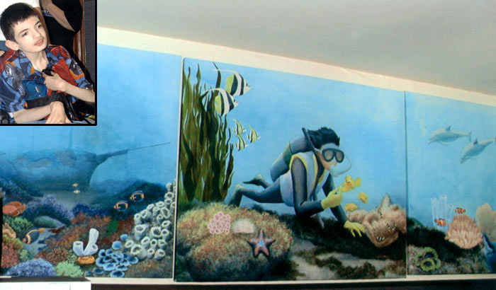 Charity Mural painted for boy with Autism and Make A Wish Foundation