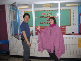 Arthur is Head Custodian of P.S. 124 and Volunteered His Services and Bamboo Frame for Donated Mural