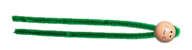 Put the doll head bead onto the chenille stem pipe cleaner