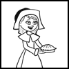 How to Draw Cartoon Pilgrim Girl for Thanksgiving Step by Step Drawing Lesson