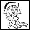 Learn how to draw a pilgrim girl for Thanksgiving