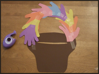 Tape or Glue the Child's handprints into an easter basket handle