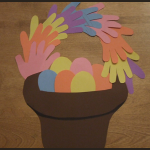 Finished Handprint Easter Basket Crafts Activity Project for Kids