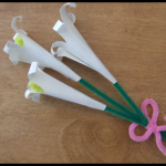 Finished Craft Handprint Easter Lily Bouquet of Flowers Craft Activity for Kids
