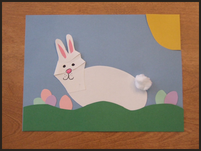 finished-finished handprint easter bunny craft for kids
