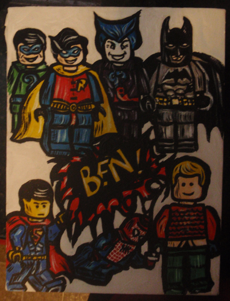 Lego Superheroes Minifigures Painting for Knapsack