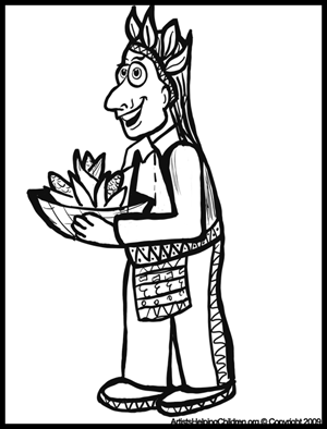 Free Thanksgiving Coloring pages - Indians Coloring Page