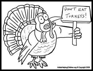 Free Thanksgiving Coloring pages - Scared Turkeys Coloring Page