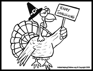 Free Thanksgiving Coloring pages - Happy Thanksgiving Turkeys Coloring Page