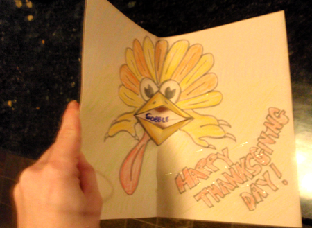 Finished Color Thanksgiving Turkey Pop Up Card Making Craft - Turkeys Beak Opens and Closes