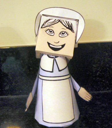 Free Thanksgiving Pilgrim Girl Paper Model Toys Printouts Paper Crafts