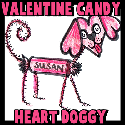 Making Valentine's Day Hearts Candy Doggy Card Project for Kids