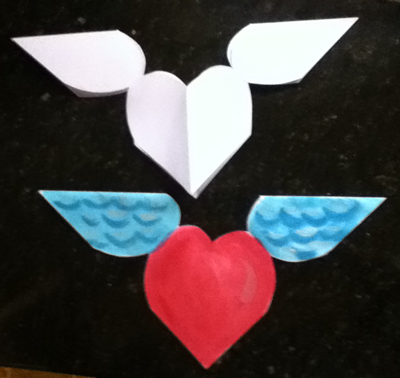 Making Hearts with Wings Valentines Day Cards with Paper Folding and Cutting