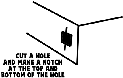 Cut hole and put notches in the side of the box