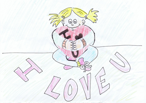 How to Make Valentines Day Pop Up Card of Girl Hugging Heart Crafts Idea for Kids