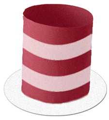 Glue the tabs to the inside of the red and white tube, so you can wear as a hat.
