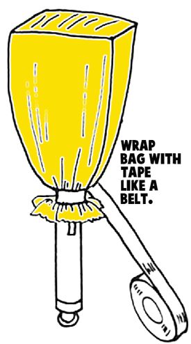 Wrap bag with tape like a belt