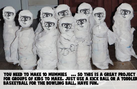 You need to make 10 mummies... so this is a great project for groups of kids to make
